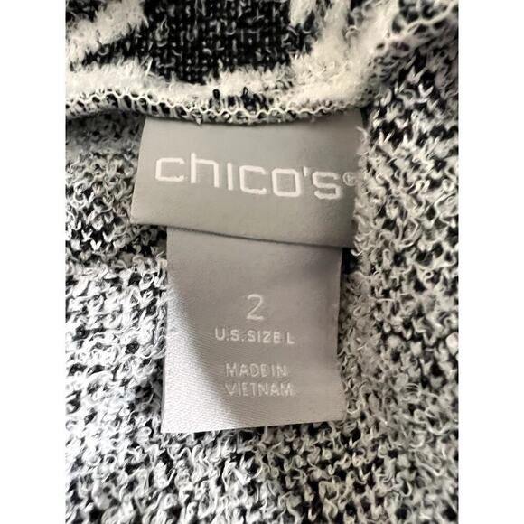 Chico's womens size 2  tunic soft knit jacquard mock neck houndstooth - Picture 10 of 11